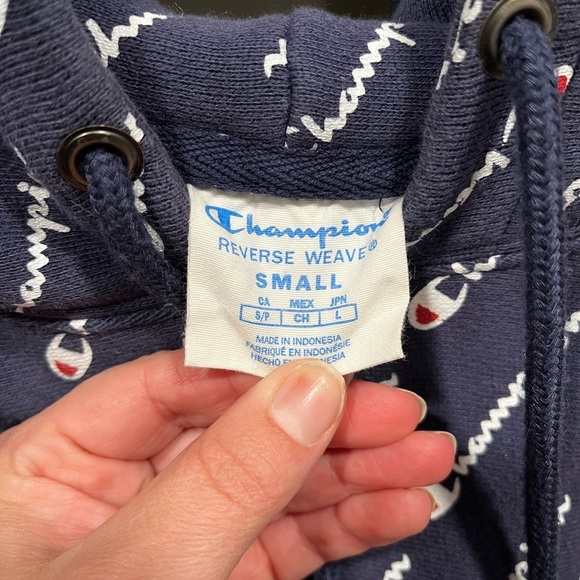 Champion Reverse Weave All Over Print Hoodie Sweatshirt - Picture 6 of 10